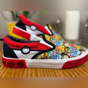 Pokémon Slip On Shoes Youth 5 Red Multi Pikachu Eevee Squirtle Canvas Ground Up